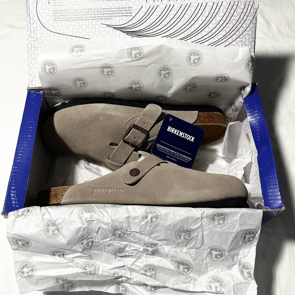 Grey Birkenstock clogs